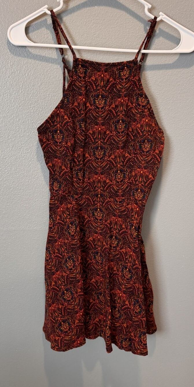 Abercrombie & Fitch Red Patterned Skater Mini Dress Women's Size S